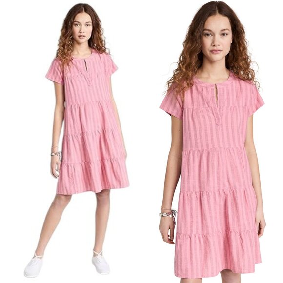 Roller Rabbit Pink Evry Stripe Pamela Cotton Dress Size Large 26828 - Picture 1 of 11